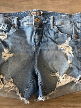 torrid Light Blue Distressed Denim Cutoff Shorts